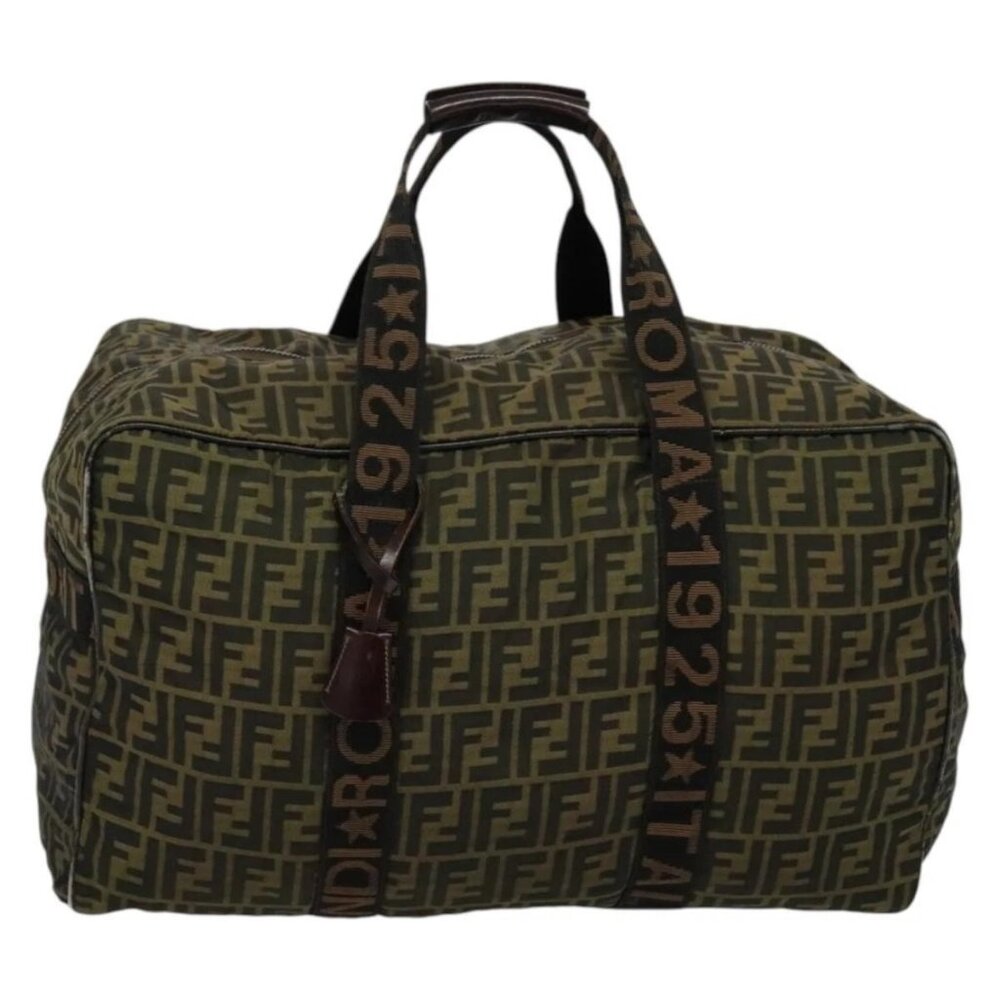 FENDI Zucca Canvas Boston Bag Brown Black Auth BA4042 - Picture 11 of 15